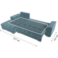 Угловой диван Лига диванов НордСтар левый 121106L (велюр бирюзовый/подушки велюр бирюзовый) - Превью изображения №10 — Интернет-магазин Time-Shop