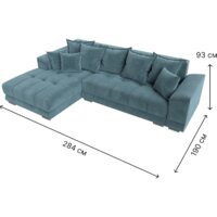 Угловой диван Лига диванов НордСтар левый 121106L (велюр бирюзовый/подушки велюр бирюзовый) - Превью изображения №9 — Интернет-магазин Time-Shop