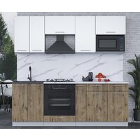 Готовая кухня Интерлиния Мила 2.2 ВТ (белый платинум/дуб веллингтон/белый гранит) - Превью изображения №2 — Интернет-магазин Time-Shop