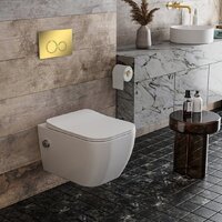 Унитаз подвесной Roxen Cube bidet в комплекте с инсталляцией StounFix Dual Fresh 6 в 1 968094 (кнопка: золото глянцевое ) - Превью изображения №8 — Интернет-магазин Time-Shop