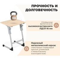 Ученический стол Sheffilton SHT-T-TN27 г5-7 (одн. береза/алюминиевый металлик/серый) - Превью изображения №8 — Интернет-магазин Time-Shop