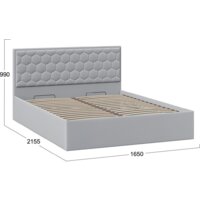 Кровать Трия Порто универсальная с ПМ и заглушиной 160x200 (велюр Confetti Silver) - Превью изображения №4 — Интернет-магазин Time-Shop