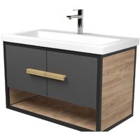 Дабер Тумба под умывальник 009 Тобаго/Эридан 80 Т9.8Т.2.4 (черный/серый/дуб канзас коричневый)