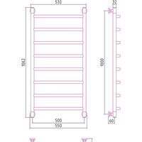 Полотенцесушитель Сунержа Галант+ 1000x500 00-0200-1050 - Превью изображения №3 — Интернет-магазин Time-Shop