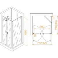 Душевой уголок RGW PA-134B (PA-104B+Z-050-2B+O-204B) 060814488-14 80x80 (черный/прозрачное стекло) - Превью изображения №2 — Интернет-магазин Time-Shop