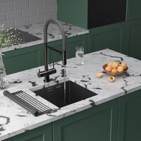 Кухонная мойка Roxen Uno 560210-44B (440*440) PVD графит под столешницу (с ролл-матом и дозатором) - Превью изображения №2 — Интернет-магазин Time-Shop