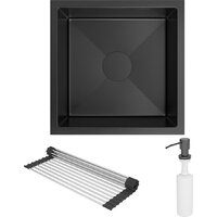 Кухонная мойка Roxen Uno 560210-44B (440*440) PVD графит под столешницу (с ролл-матом и дозатором) - Превью изображения №4 — Интернет-магазин Time-Shop