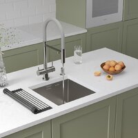 Кухонная мойка Roxen Uno 560210-44 (440*440) сатин под столешницу (с ролл-матом и дозатором) - Превью изображения №2 — Интернет-магазин Time-Shop