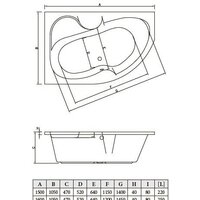 Ванна Bonito Home Atria 150x105L (с ножками) - Превью изображения №3 — Интернет-магазин Time-Shop