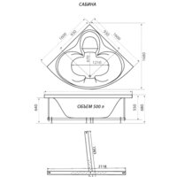 Ванна Triton Сабина 160x160 Экстра Стандарт Flat (с гидромассажем) - Превью изображения №2 — Интернет-магазин Time-Shop