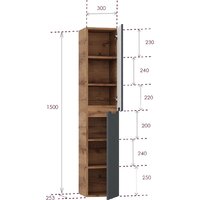  Onika Шкаф-пенал для ванной Айленд 30 403085 (графит/дуб крафт золотой) - Превью изображения №12 — Интернет-магазин Time-Shop