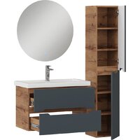  Onika Шкаф-пенал для ванной Айленд 30 403085 (графит/дуб крафт золотой) - Превью изображения №7 — Интернет-магазин Time-Shop