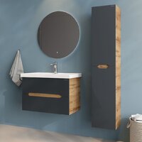  Onika Шкаф-пенал для ванной Айленд 30 403085 (графит/дуб крафт золотой) - Превью изображения №9 — Интернет-магазин Time-Shop