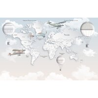 ФабрикаФресок Детская карта светлая с воздушными шарами 334265 (400x265)