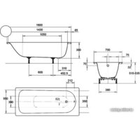 Ванна Kaldewei Eurowa 160x70 (с ножками) - Превью изображения №3 — Интернет-магазин Time-Shop
