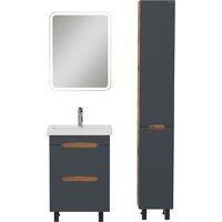  Onika Шкаф-пенал для ванной Айленд 30 403084 (графит/дуб крафт золотой) - Превью изображения №6 — Интернет-магазин Time-Shop