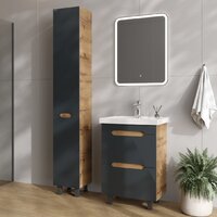  Onika Шкаф-пенал для ванной Айленд 30 403084 (графит/дуб крафт золотой) - Превью изображения №8 — Интернет-магазин Time-Shop