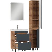  Onika Шкаф-пенал для ванной Айленд 30 403084 (графит/дуб крафт золотой) - Превью изображения №7 — Интернет-магазин Time-Shop