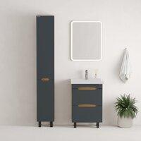  Onika Шкаф-пенал для ванной Айленд 30 403084 (графит/дуб крафт золотой) - Превью изображения №9 — Интернет-магазин Time-Shop