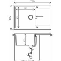 Кухонная мойка Polygran Gals 760 (черный 16) - Превью изображения №2 — Интернет-магазин Time-Shop