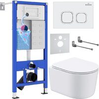 Roxen Simple Compact в комплекте с инсталляцией StounFix Dual Fresh 6 в 1 916803 (кнопка: белый глянец)