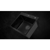 Кухонная мойка Astir PVD Black 50x44B (с сифоном, дозатором и коландером) - Превью изображения №9 — Интернет-магазин Time-Shop