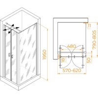 Душевой уголок RGW PA-144B (PA-104B+Z-050-2B+O-104B) 060814468-014 60x80 (черный/прозрачное стекло) - Превью изображения №2 — Интернет-магазин Time-Shop