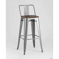 Стул Stool Group Tolix со спинкой YD-H765E-W YG-15 (серебристый матовый/темное дерево) - Превью изображения №2 — Интернет-магазин Time-Shop