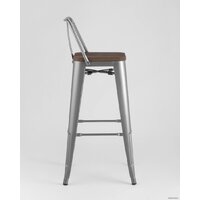 Стул Stool Group Tolix со спинкой YD-H765E-W YG-15 (серебристый матовый/темное дерево) - Превью изображения №4 — Интернет-магазин Time-Shop