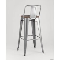 Стул Stool Group Tolix со спинкой YD-H765E-W YG-15 (серебристый матовый/темное дерево) - Превью изображения №5 — Интернет-магазин Time-Shop