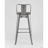 Стул Stool Group Tolix со спинкой YD-H765E-W YG-15 (серебристый матовый/темное дерево) - Превью изображения №6 — Интернет-магазин Time-Shop