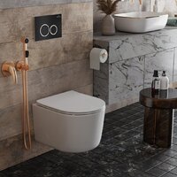 Унитаз подвесной Roxen Simple Compact в комплекте с инсталляцией StounFix Dual Fresh 6 в 1 915792 (кнопка: хром матовый) - Превью изображения №11 — Интернет-магазин Time-Shop