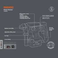 Перфоратор Daewoo Power DAH 2821 Li Set (с 1-им АКБ, кейс) - Превью изображения №3 — Интернет-магазин Time-Shop