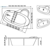 Ванна Bonito Home Maya 170x110R (с ножками и экраном) - Превью изображения №2 — Интернет-магазин Time-Shop