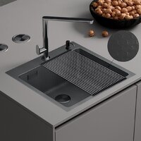 Кухонная мойка Roxen Snake 560220-45-BS PVD графит/текстурная поверхность (с ролл-матом и дозатором) - Превью изображения №2 — Интернет-магазин Time-Shop