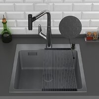 Кухонная мойка Roxen Snake 560220-45-BS PVD графит/текстурная поверхность (с ролл-матом и дозатором) - Превью изображения №5 — Интернет-магазин Time-Shop