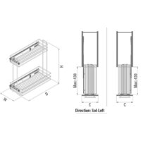 Корзина выдвижная Starax 200 S-2213-C (боковое крепление, хром) - Превью изображения №3 — Интернет-магазин Time-Shop