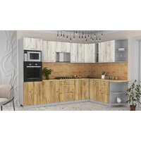Готовая кухня Интерлиния Мила Лайт 1.88x3.0 правая (дуб белый/дуб золотой/дуб бунратти) - Превью изображения №2 — Интернет-магазин Time-Shop