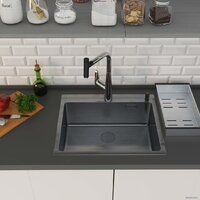 Кухонная мойка Roxen Simple 560220-60B PVD графит (с коландером и дозатором) - Превью изображения №3 — Интернет-магазин Time-Shop