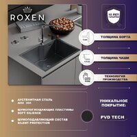 Кухонная мойка Roxen Simple 560220-60B PVD графит (с коландером и дозатором) - Превью изображения №7 — Интернет-магазин Time-Shop