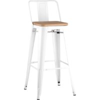 Stool Group Tolix Wood со спинкой YD-H675E-W LG-02 (белый глянцевый/светлое дерево)