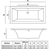 Ванна Alba Spa Kero 180x80 - Превью изображения №6 — Интернет-магазин Time-Shop