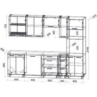 Готовая кухня Интерлиния Мила Gloss 2.7-ПМ1 (дуб вотан/серый/белый гранит) - Превью изображения №6 — Интернет-магазин Time-Shop