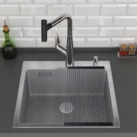 Кухонная мойка Roxen Snake 560220-45-S сатин/текстурная поверхность (с ролл-матом и дозатором) - Превью изображения №4 — Интернет-магазин Time-Shop