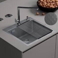 Кухонная мойка Roxen Snake 560220-45-S сатин/текстурная поверхность (с ролл-матом и дозатором) - Превью изображения №2 — Интернет-магазин Time-Shop