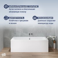 Ванна Lauter Oasis 190 21203090 (с ножками, серым подголов., белый лиц. и торц.экран) - Превью изображения №5 — Интернет-магазин Time-Shop