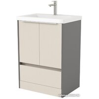 Дабер Тумба под умывальник 017 Тобага/Эридан/Артвин 60 Т17.6Т.0.19Б (бежевый/серый/ручка белая)