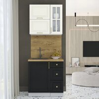 Готовая кухня Интерлиния Мила Шато 0.8Б (белый/черный/дуб бунратти) - Превью изображения №3 — Интернет-магазин Time-Shop