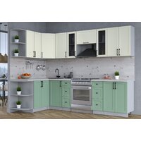 Готовая кухня Интерлиния Тренд 1.5x2.8 левая (мята/белый/бискайская сосна) - Превью изображения №2 — Интернет-магазин Time-Shop