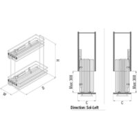 Корзина выдвижная Starax 200 S-2423-C (правое крепление, хром) - Превью изображения №3 — Интернет-магазин Time-Shop